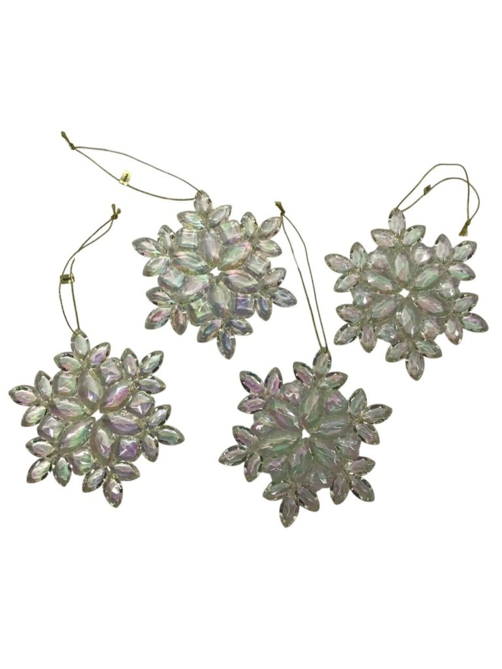 Kurt Adler Vintage 2000s Iridescent Acrylic Snowflake Ornaments Set Of 4